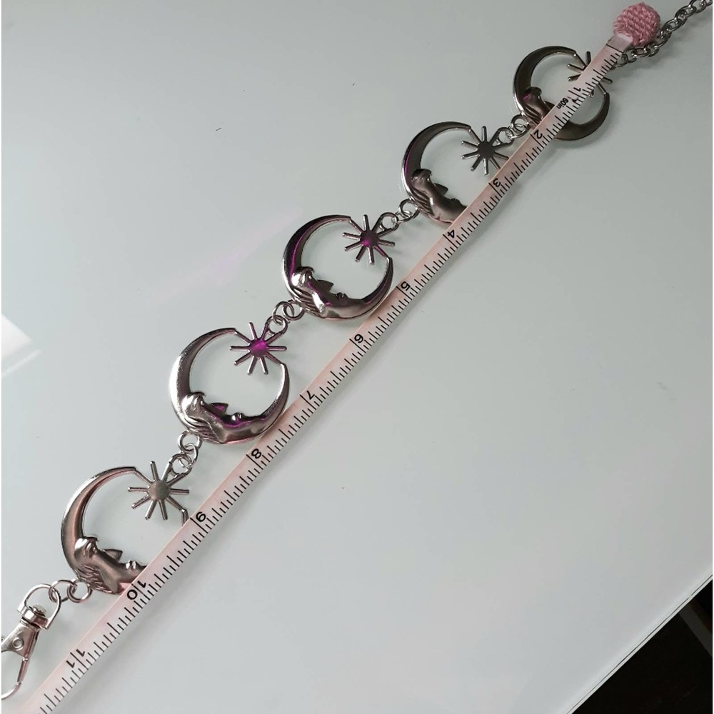 Celestial Moon & Sun Silver Tone Chain Belt - Picture 7 of 7